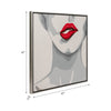 Hand Painted Framed Wall Art | Luxury Red Lips | White Canvas | 47"