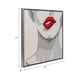 Hand Painted Framed Wall Art | Luxury Red Lips | White Canvas | 47"