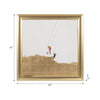 Swing Wall Art Painting | Minimalist White | Gold Frame Canvas | 47x47