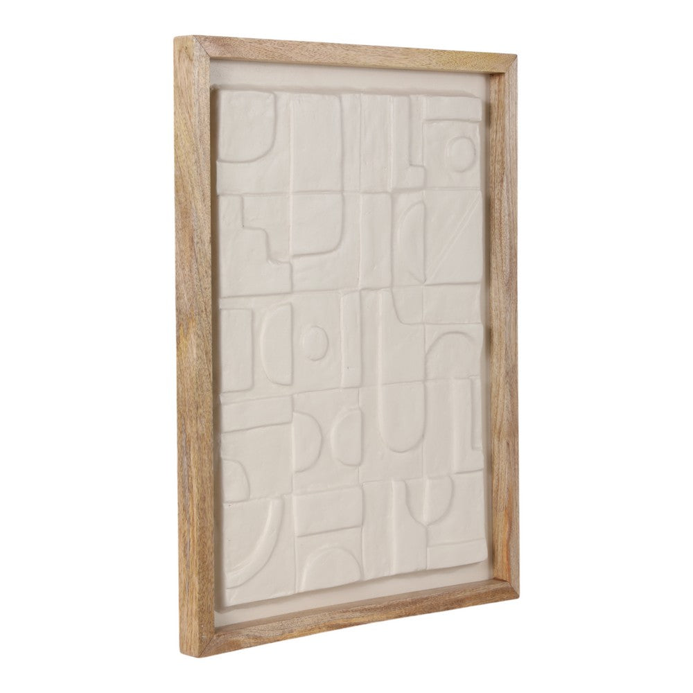 Framed Wall Art | Geometric Textured Ceramic & Paper | Off White 22 x 29