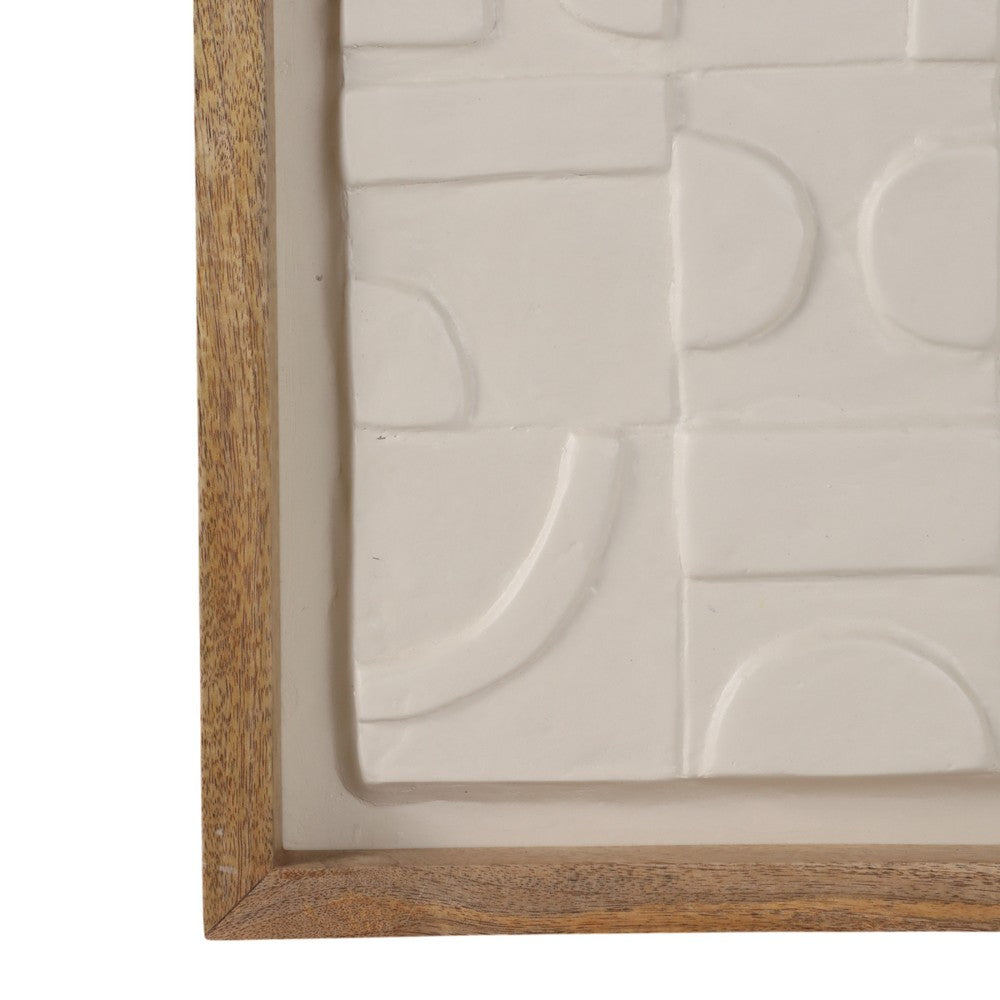 Framed Wall Art | Geometric Textured Ceramic & Paper | Off White 22 x 29