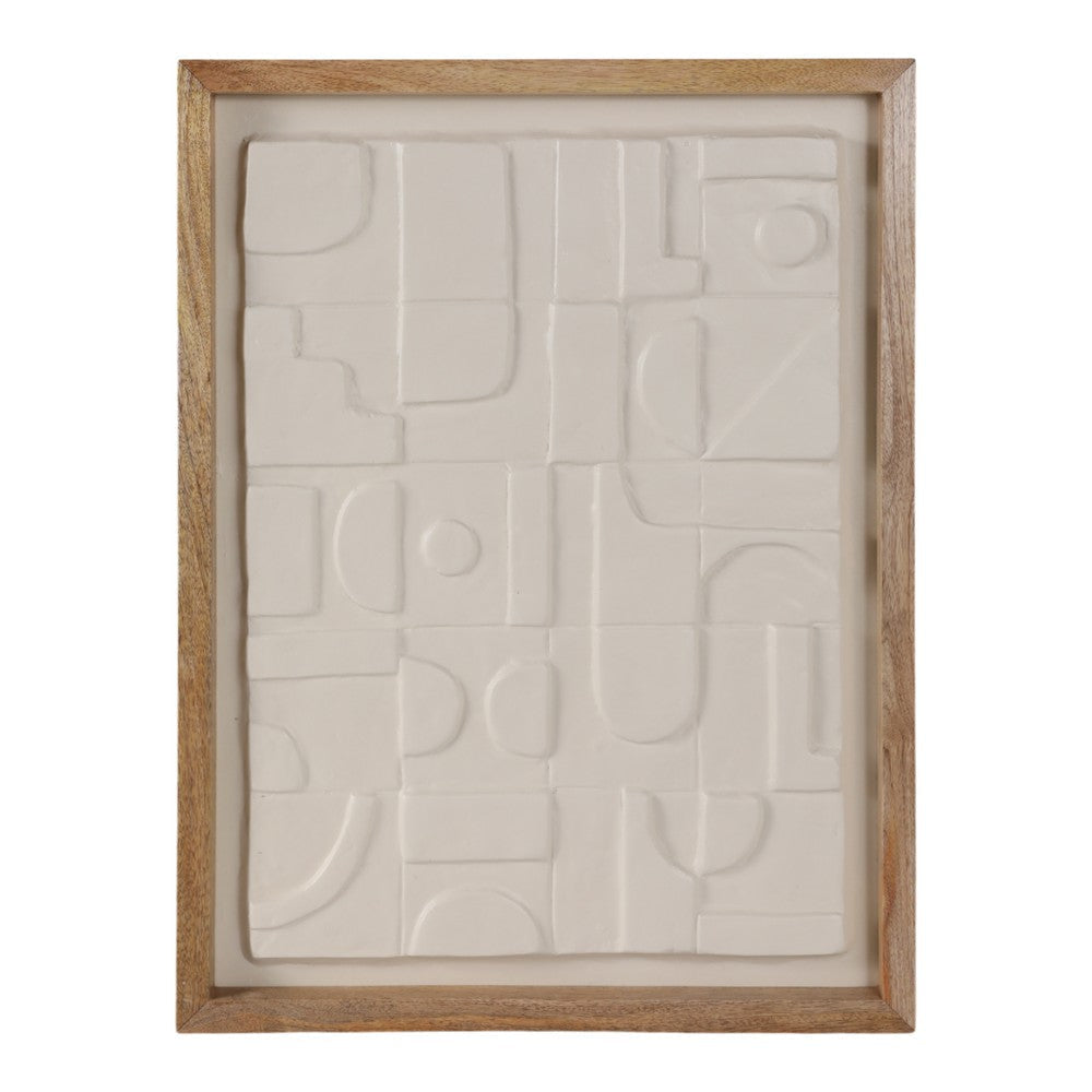 Framed Wall Art | Geometric Textured Ceramic & Paper | Off White 22 x 29 SBH-70458