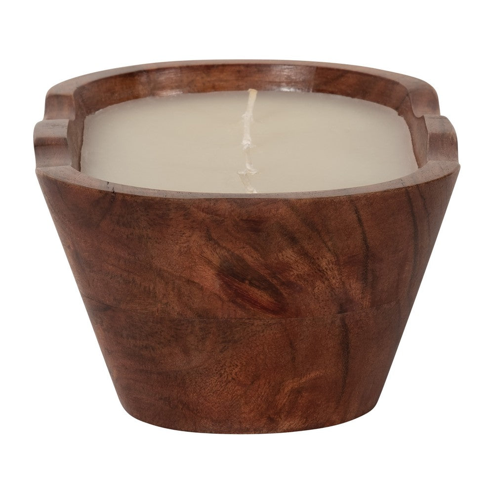 Decorative Bowl Candle with 4 Wick | Vanilla Scented | 10" Oval | Brown