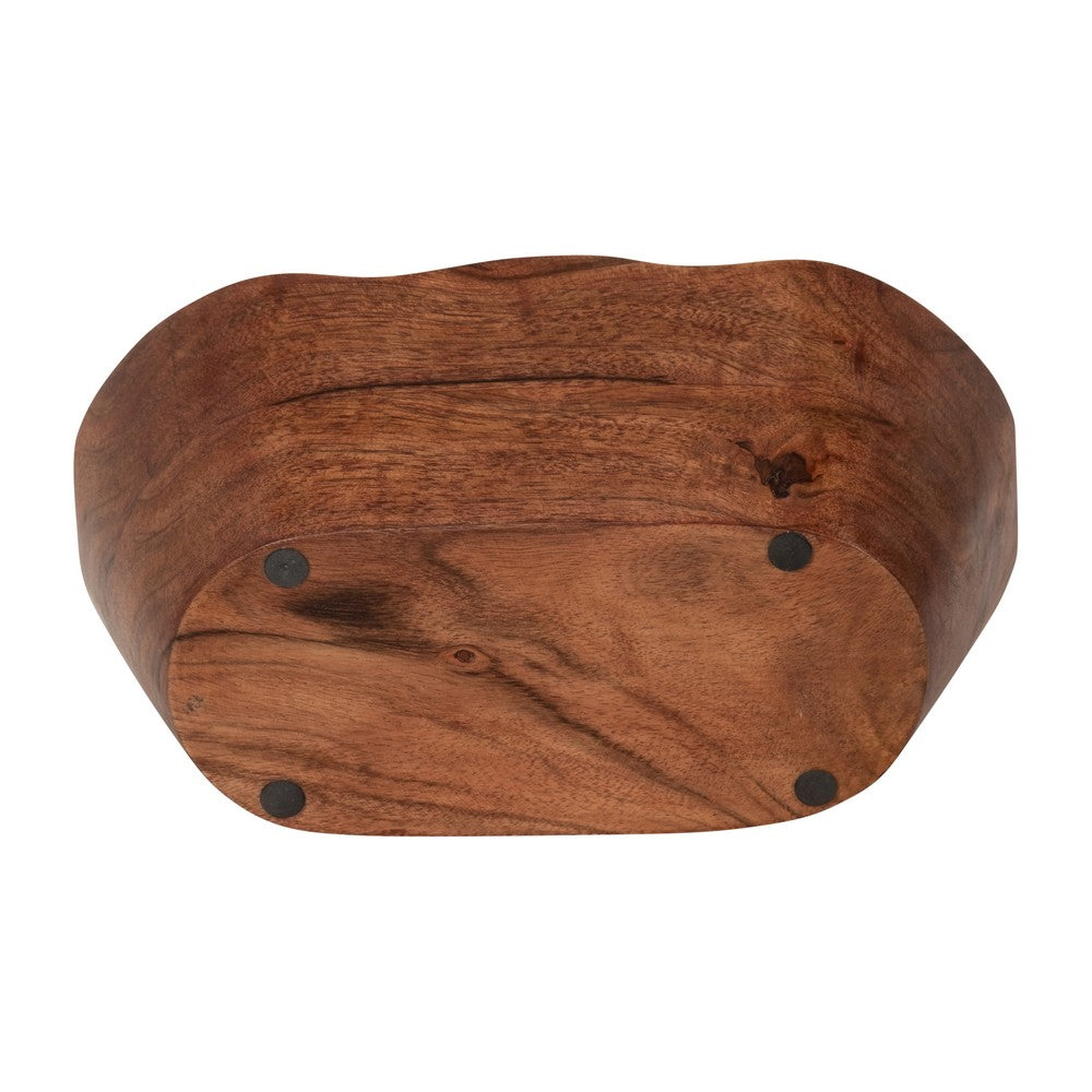 Decorative Bowl Candle with 4 Wick | Vanilla Scented | 10" Oval | Brown