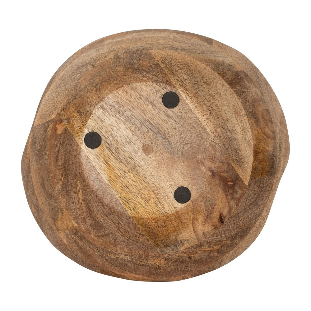 14oz Vanilla Scented Candle Bowl | Handcrafted Brown Wood 10"