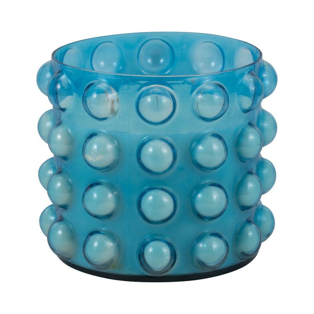102oz Candle with Palace Garden Scented Wax | Bubble Blue Glass | 9"