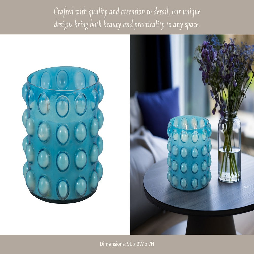 102oz Candle with Palace Garden Scented Wax | Bubble Blue Glass | 9"