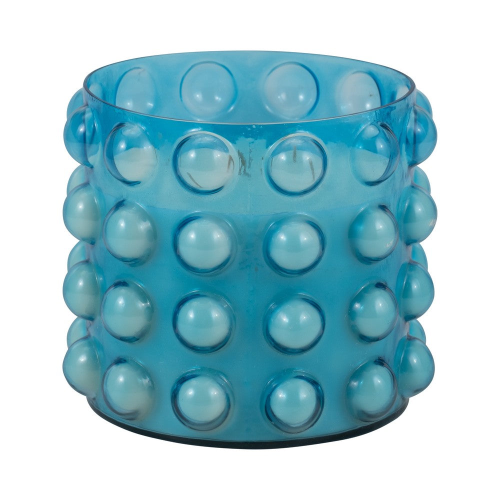 102oz Candle with Palace Garden Scented Wax | Bubble Blue Glass | 9"