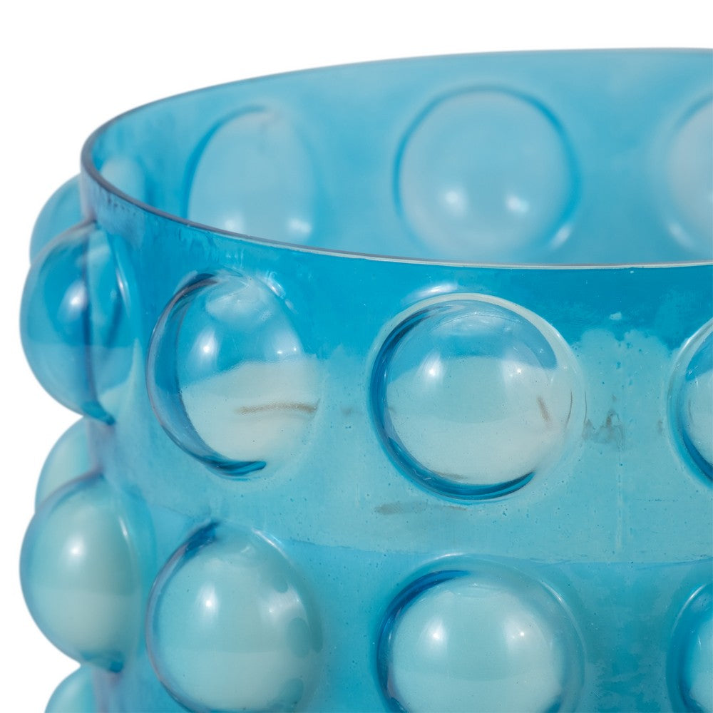 102oz Candle with Palace Garden Scented Wax | Bubble Blue Glass | 9"