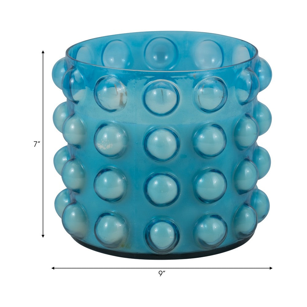 102oz Candle with Palace Garden Scented Wax | Bubble Blue Glass | 9"