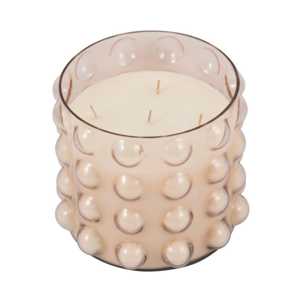 5 Wick Candle | 102oz Scented Wax | 3D Bubble Accent | 9" Luxe Blush Pink