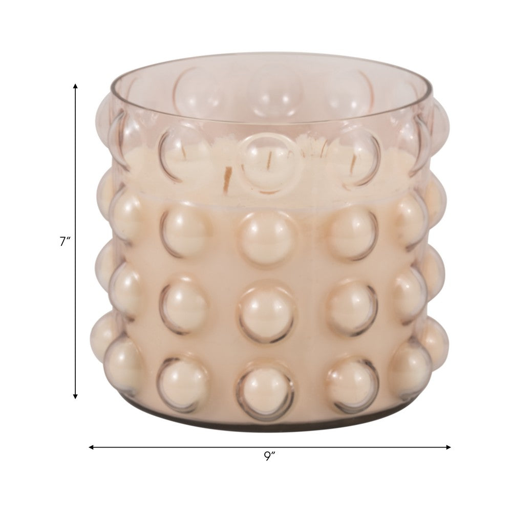 5 Wick Candle | 102oz Scented Wax | 3D Bubble Accent | 9" Luxe Blush Pink