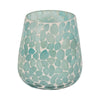Scented Candle with Mosaic Pattern Holder | Blue & White Glass | Coastal