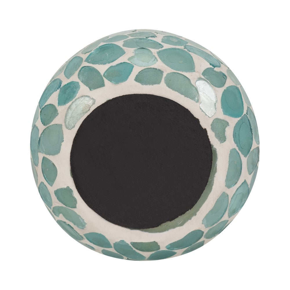 Scented Candle with Mosaic Pattern Holder | Blue & White Glass | Coastal
