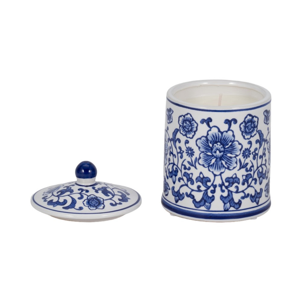 Scented Candle with Lid | Classic Chinoiserie Blue & White Ceramic