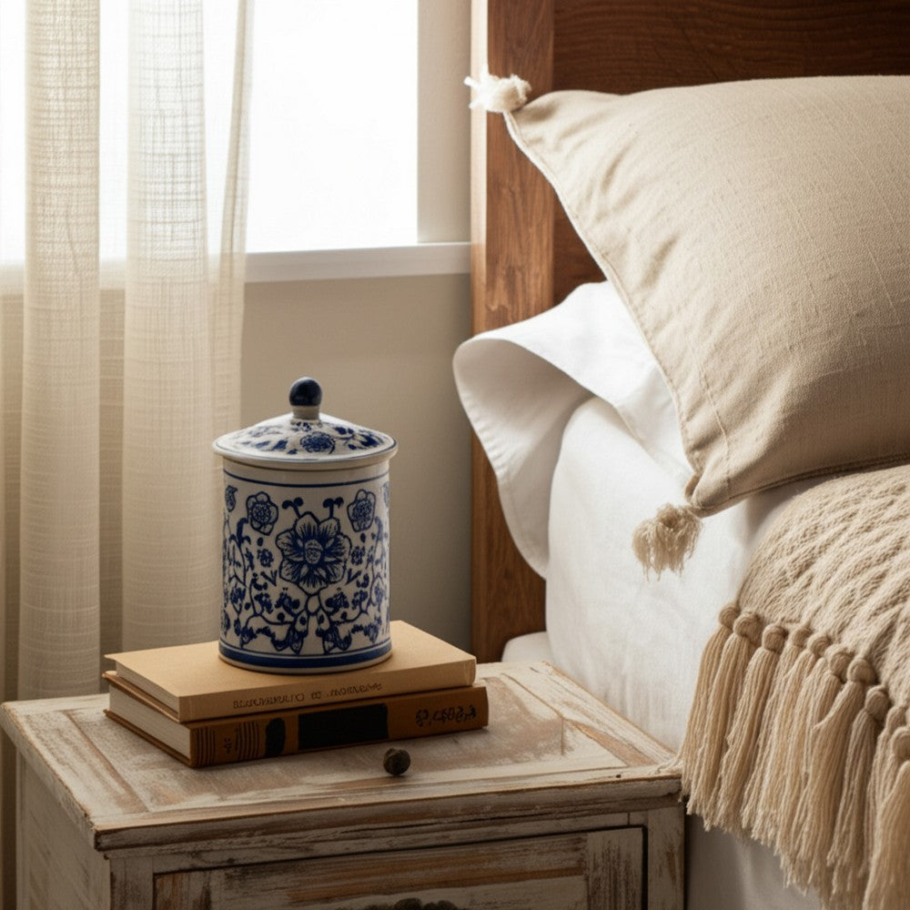 Scented Candle with Lid | Classic Chinoiserie Blue & White Ceramic