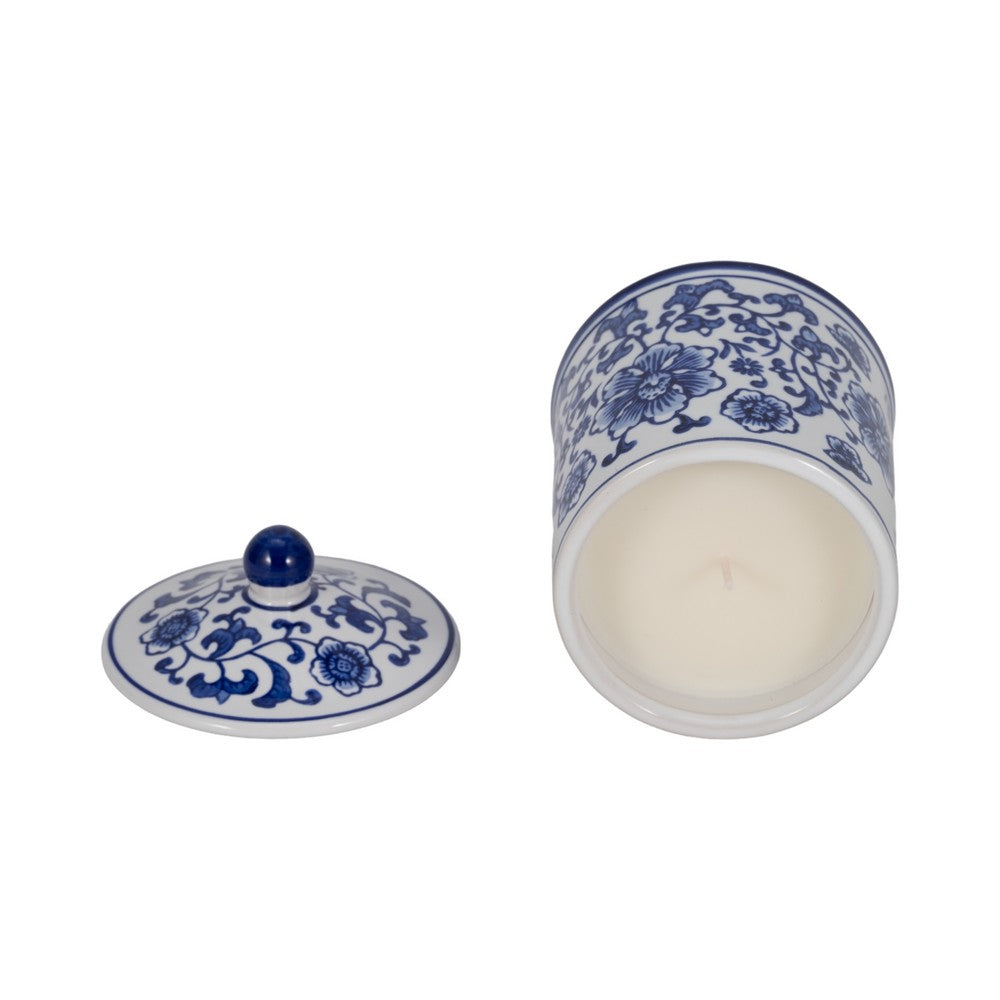 Scented Candle with Lid | Classic Chinoiserie Blue & White Ceramic