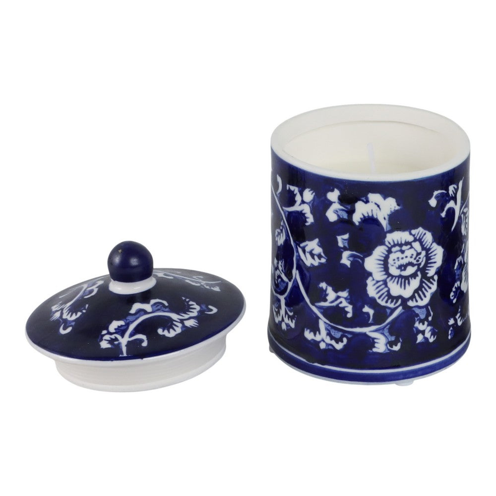 Scented Candle w Lidded Holder | Classic Chinoiserie Blue White Ceramic