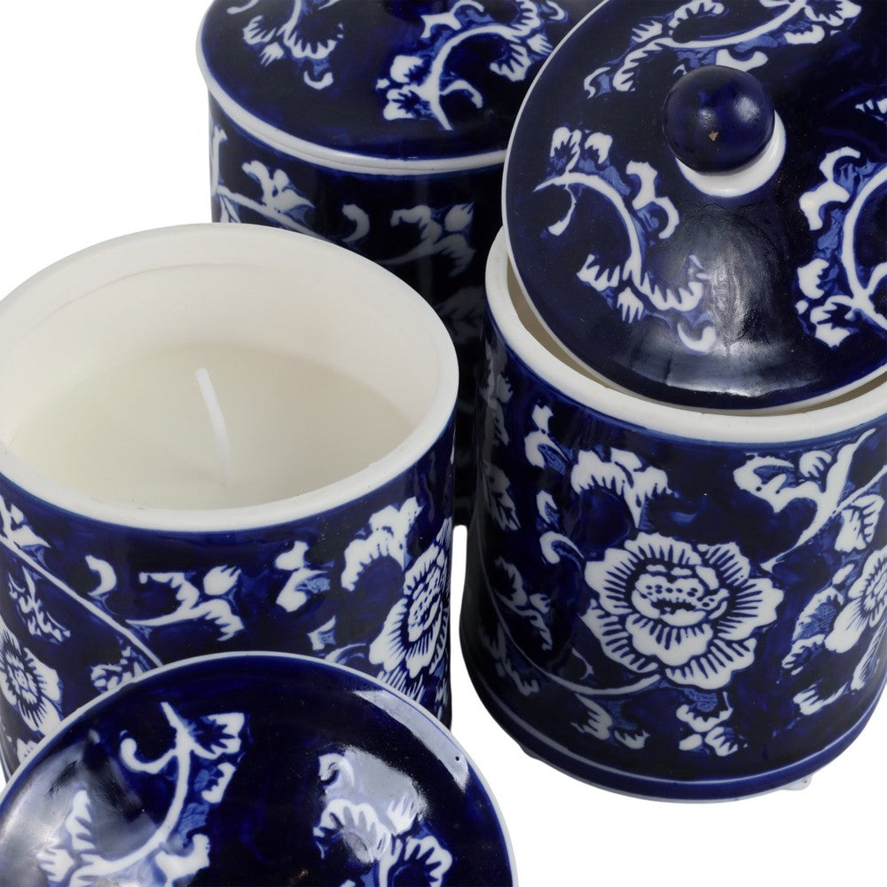 Scented Candle w Lidded Holder | Classic Chinoiserie Blue White Ceramic