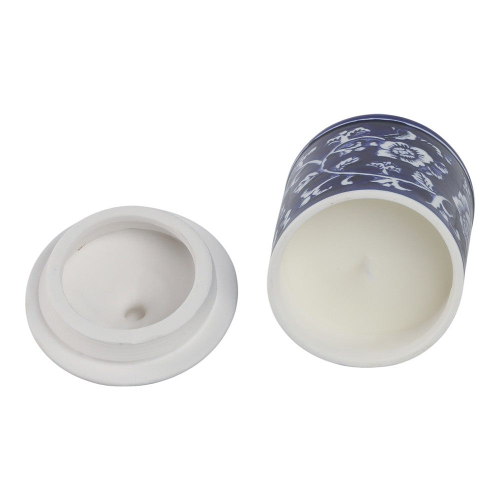 Scented Candle w Lidded Holder | Classic Chinoiserie Blue White Ceramic
