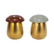 Mushroom Shape Candle Set of 2 | Gold Base with Brown & Ivory Tops
