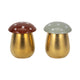 Mushroom Shape Candle Set of 2 | Gold Base with Brown & Ivory Tops