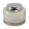 71oz Candle with Lid | Lavender Scent | Clear Speckled Glass | Silver | 7"