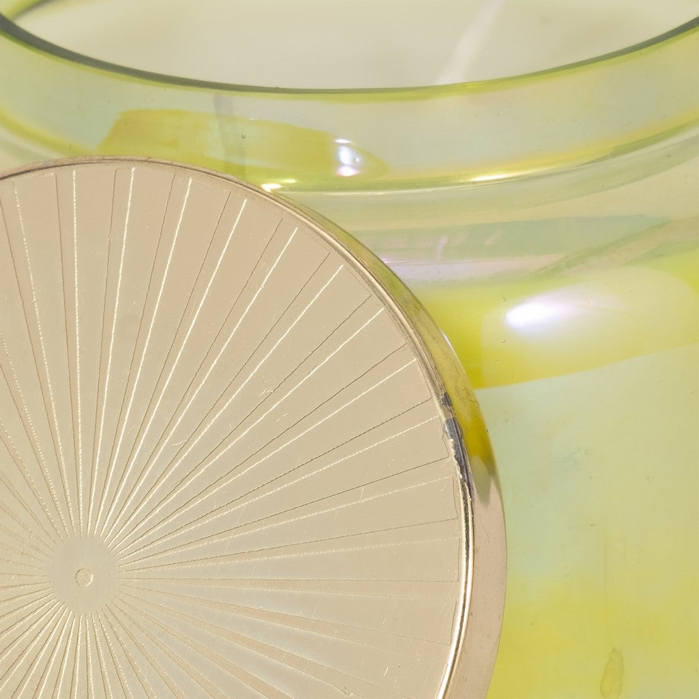 Lidded Candle with 23oz Verbena Scented Wax | 5" Luster Green | Gold