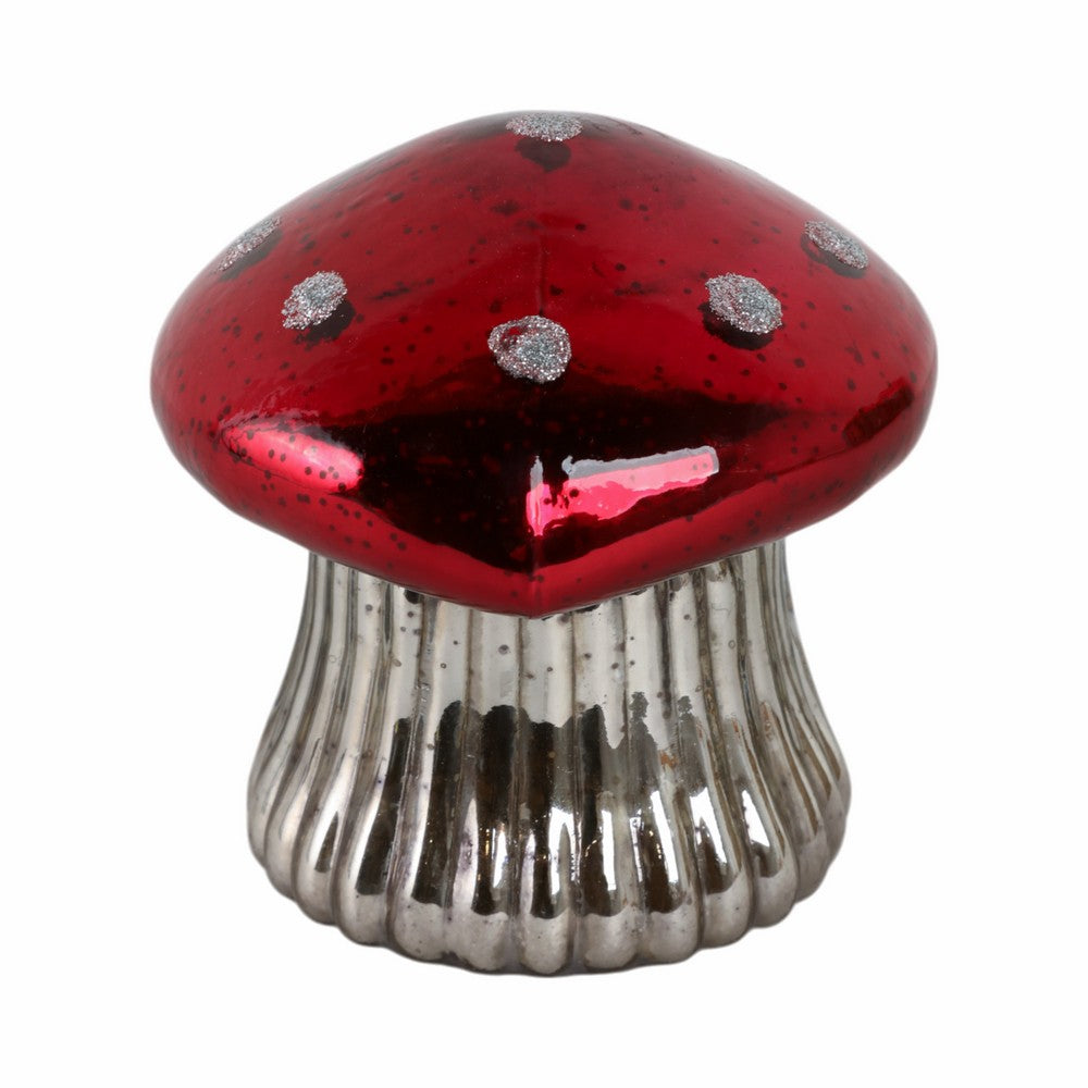 Decorative Mushroom Candle | 12oz Soy Wax Cinnamon Scent | 6" Red Glass