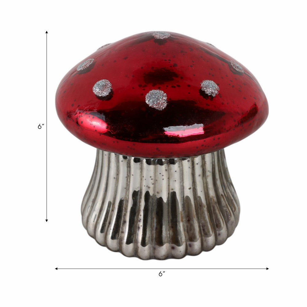 Decorative Mushroom Candle | 12oz Soy Wax Cinnamon Scent | 6" Red Glass