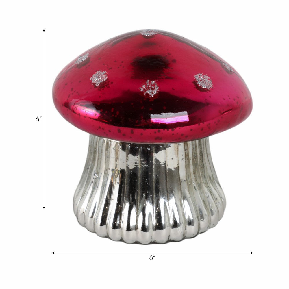 Vladd Fig-Apricot Candle | Silver Mushroom Metallic Base Pink Glass 6"