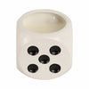 Tobacco Scented Dice Candle | 5" | White Ceramic w Black Dots