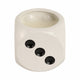 Tobacco Scented Dice Candle | 5" | White Ceramic w Black Dots