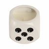 Tobacco Scented Dice Candle | 5" | White Ceramic w Black Dots