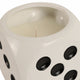 Tobacco Scented Dice Candle | 5" | White Ceramic w Black Dots
