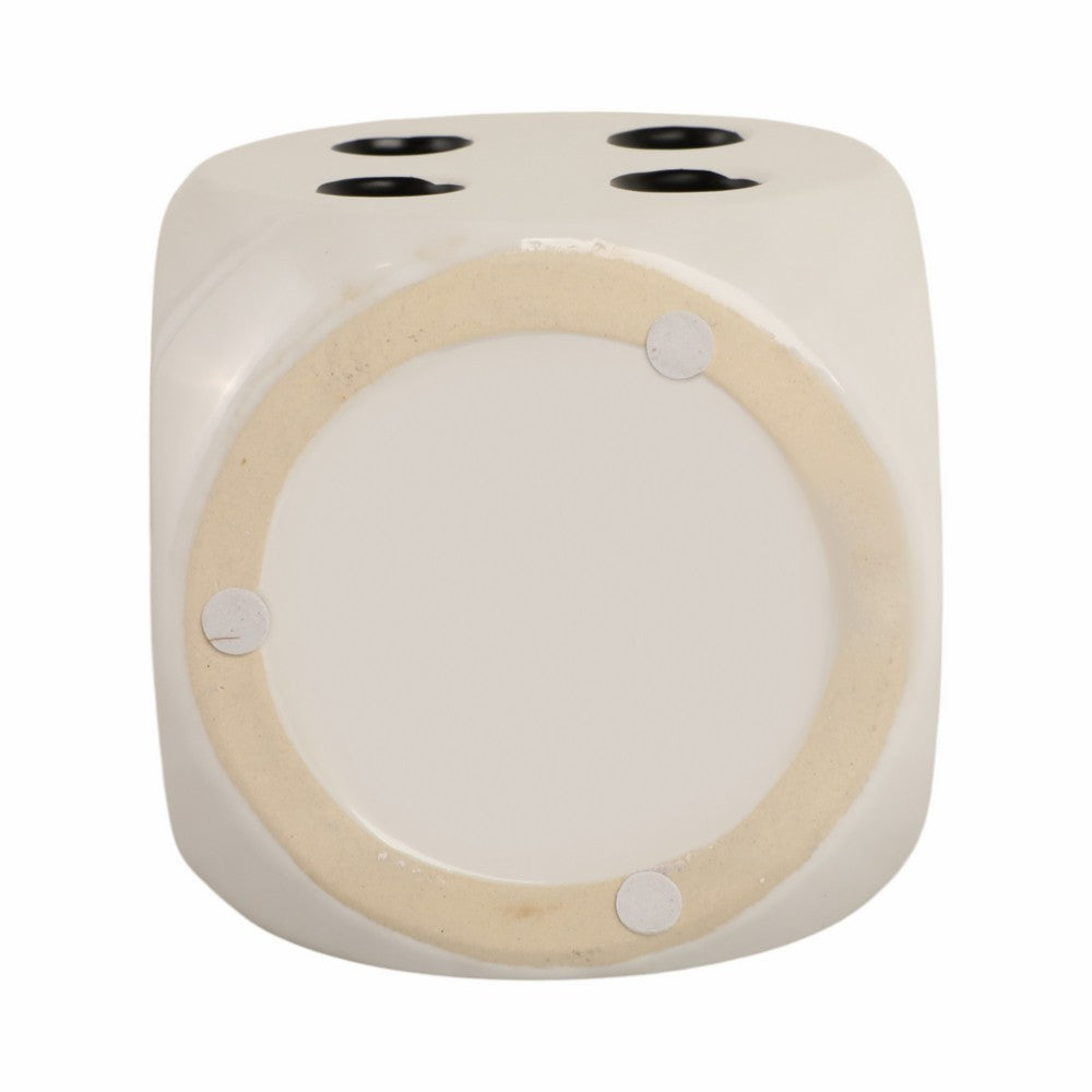 Tobacco Scented Dice Candle | 5" | White Ceramic w Black Dots
