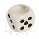 Tobacco Scented Dice Candle | 5" | White Ceramic w Black Dots