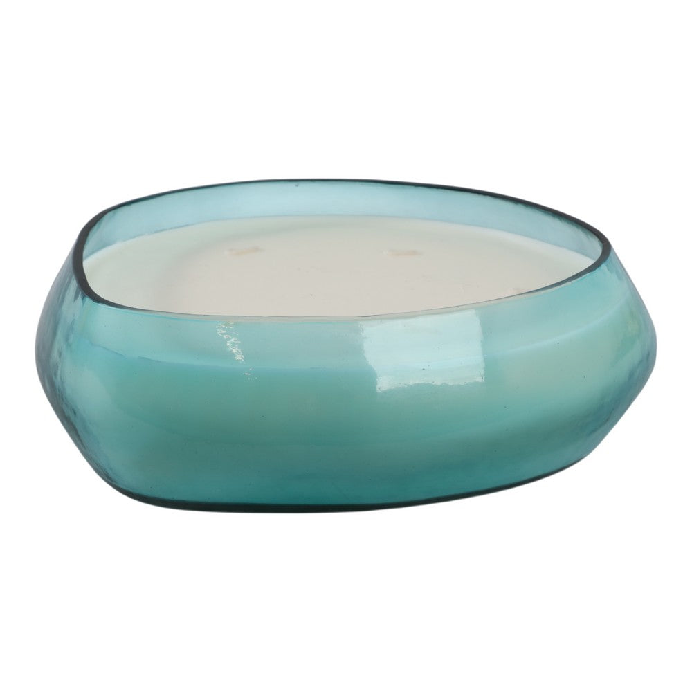 61oz Candle | Wood Sage & Sea Salt Scent | Coastal Blue Glass Bowl 10"