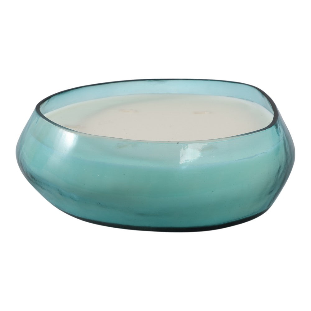 61oz Candle | Wood Sage & Sea Salt Scent | Coastal Blue Glass Bowl 10"