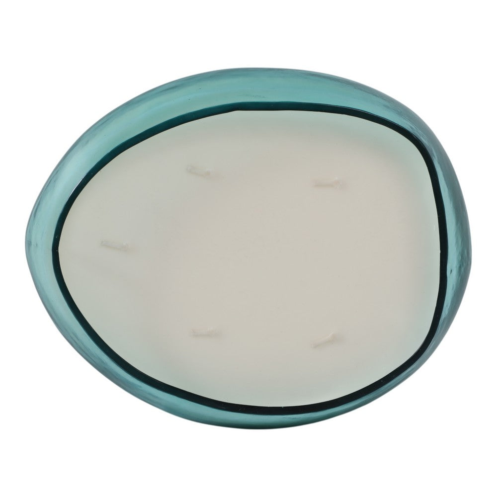 61oz Candle | Wood Sage & Sea Salt Scent | Coastal Blue Glass Bowl 10"