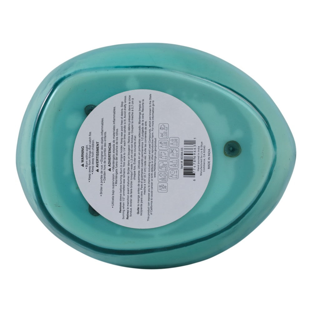 61oz Candle | Wood Sage & Sea Salt Scent | Coastal Blue Glass Bowl 10"