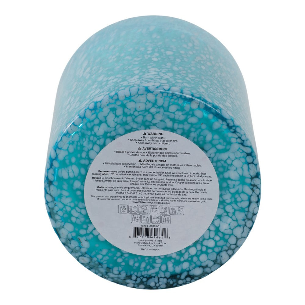 105oz Candle | Wood Sage & Sea Salt Scented | White & Blue Speckled Glass