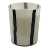 Ochs Candle | 105oz Red-Currant Oak | Black Striped Design 9" White Glass