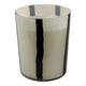 Ochs Candle | 105oz Red-Currant Oak | Black Striped Design 9" White Glass