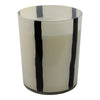 Ochs Candle | 105oz Red-Currant Oak | Black Striped Design 9" White Glass
