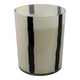 Ochs Candle | 105oz Red-Currant Oak | Black Striped Design 9" White Glass