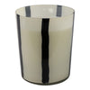 Ochs Candle | 105oz Red-Currant Oak | Black Striped Design 9" White Glass