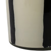 Ochs Candle | 105oz Red-Currant Oak | Black Striped Design 9" White Glass