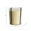 Ochs Candle | 105oz Red-Currant Oak | Black Striped Design 9" White Glass