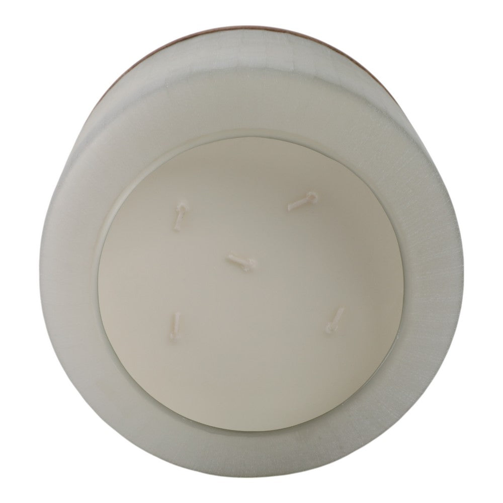 5 Wicks Scented Candle | White Frosted Glass | Wood Base, Woodsy Scent 105oz